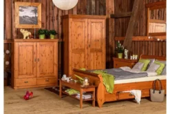 Armadio legno massello pino miele 2 ante shabby toscano