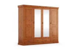 Armadio legno massello pino miele 4 ante specchi shabby toscano