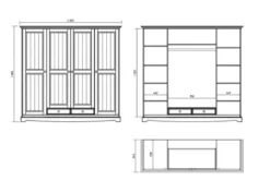 Armadio shabby chic 4 ante pino massello bianco