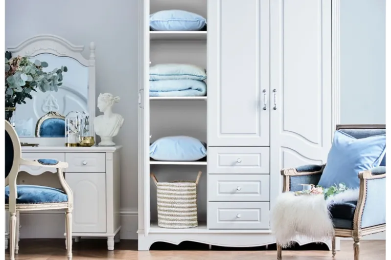 Armadio stile provenzale 3 ante legno bianco Princess 806