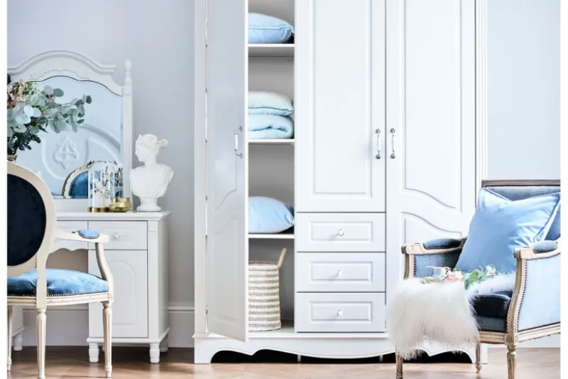 Armadio stile provenzale 3 ante legno bianco Princess 806