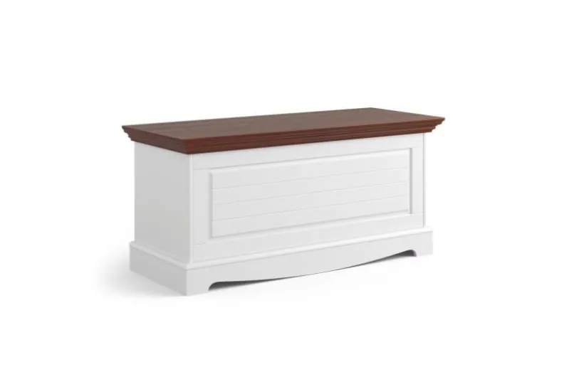 Baule shabby chic bicolore pino massello bianco e noce