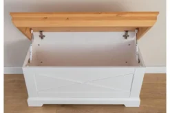 Cassapanca bicolore bianca naturale pino massello shabby country