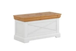 Cassapanca bicolore bianca naturale pino massello shabby country