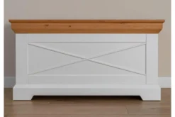 Cassapanca bicolore bianca naturale pino massello shabby country