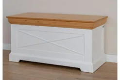 Cassapanca bicolore bianca naturale pino massello shabby country