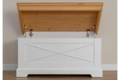 Cassapanca bicolore bianca naturale pino massello shabby country