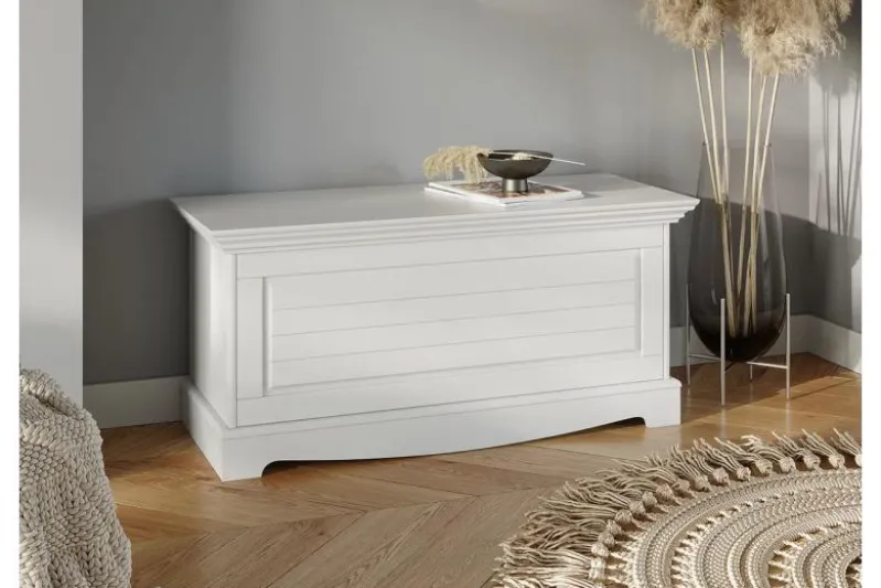 Cassapanca shabby chic pino massello bianco