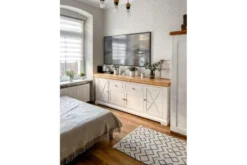 Cassettiera da ingresso legno massello di pino shabby country