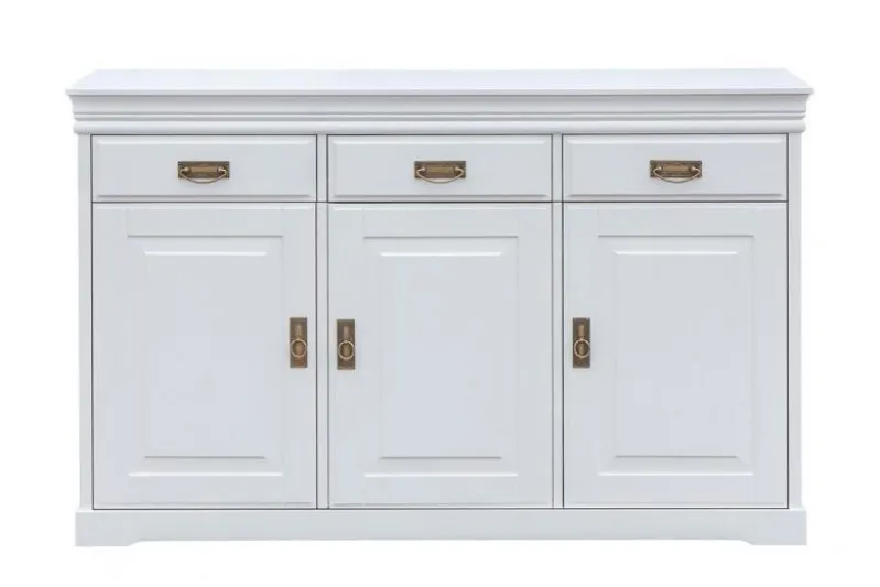 Cassettiera legno massello con 3 ante bianca toscano shabby