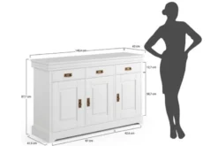 Cassettiera legno massello con 3 ante bianca toscano shabby