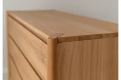 Cassettiera moderna in legno massello di rovere oliato 4 cassetti
