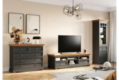 Cassettiera shabby chic pino massello piano color rovere
