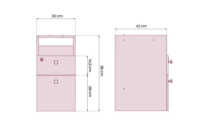 Cassettiera sospesa per scrivania ufficio classico 30 cm Prestige