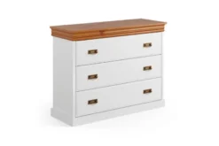 Cassettone in legno massello di pino bianco miele shabby chic toscano