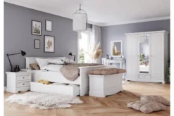Cassettone per letto shabby chic pino massello bianco