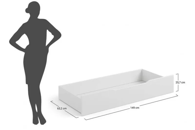 Cassettone per letto shabby chic pino massello bianco