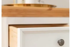 Cassettone shabby chic pino massello bianco e naturale