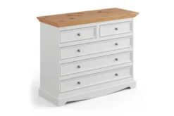 Cassettone shabby chic pino massello bianco e naturale