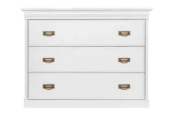 Comò in legno massello di pino bianco shabby chic toscano