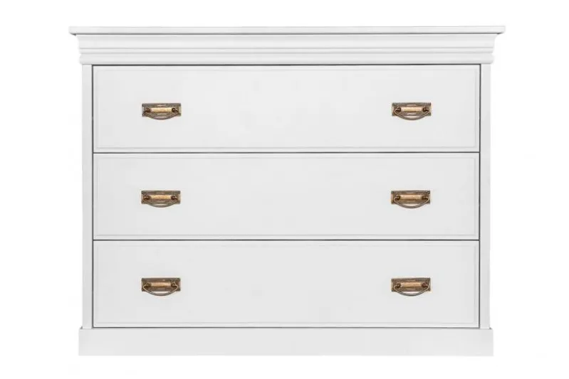 Comò in legno massello di pino bianco shabby chic toscano