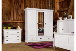 Comò in legno massello di pino bianco shabby chic toscano