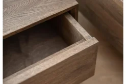 Comodino in legno massello di rovere naturale affumicato