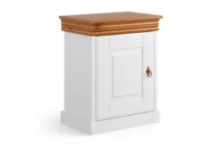 Comodino legno massello bianco piano miele shabby toscano