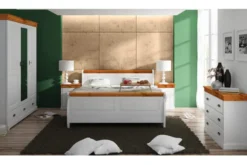 Comodino legno massello bianco piano miele shabby toscano