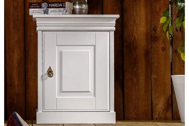 Comodino legno massello bianco toscano shabby