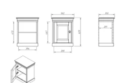 Comodino legno massello bianco toscano shabby