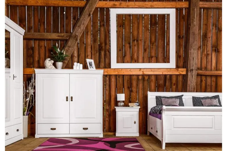 Comodino legno massello bianco toscano shabby