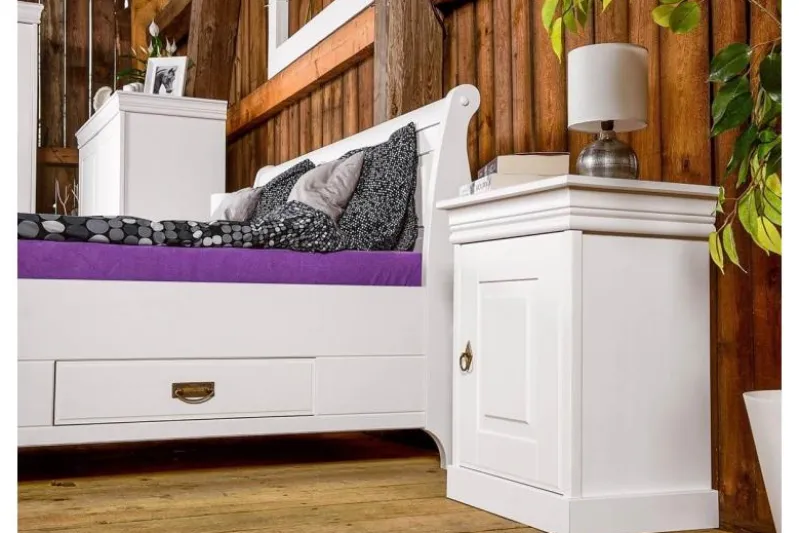 Comodino legno massello bianco toscano shabby