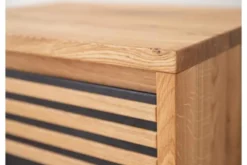 Comodino moderno in legno naturale massello oliato e nero