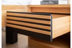 Comodino moderno in legno naturale massello oliato e nero