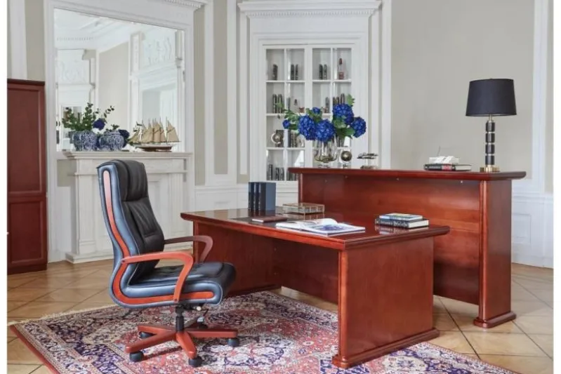 Completo ufficio PRESTIGE B810 con scrivania angolare 280 cm, librerie 200 cm, poltrona direzionale