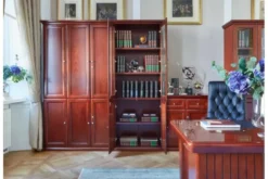 Completo ufficio PRESTIGE B710 con scrivania 220 cm e parete librerie lungo 520 cm