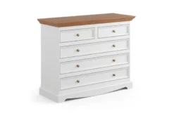 Comò shabby chic pino massello bianco e piano color rovere