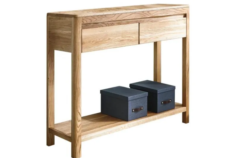 Consolle in legno naturale di rovere massello oliato