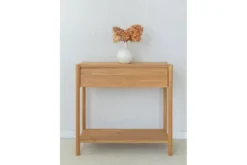Consolle moderna con cassetto in rovere massello naturale oliato