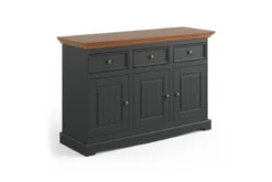 Consolle shabby chic 3 ante pino massello grafite piano color rovere