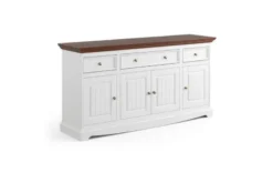 Consolle shabby chic pino massello bianco e top noce