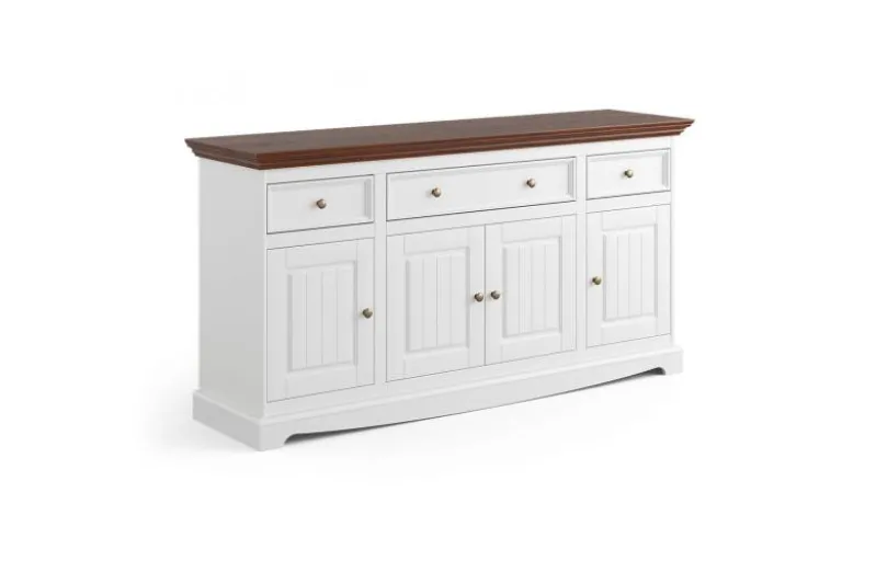 Consolle shabby chic pino massello bianco e top noce