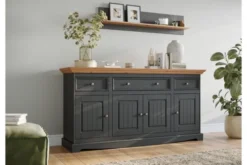 Coppia di mensole legno di pino massello grafite e naturale shabby chic