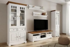 Coppia di mensole shabby chic pino massello bianco