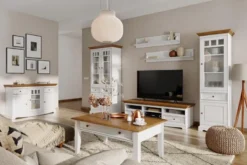 Coppia di mensole shabby chic pino massello bianco