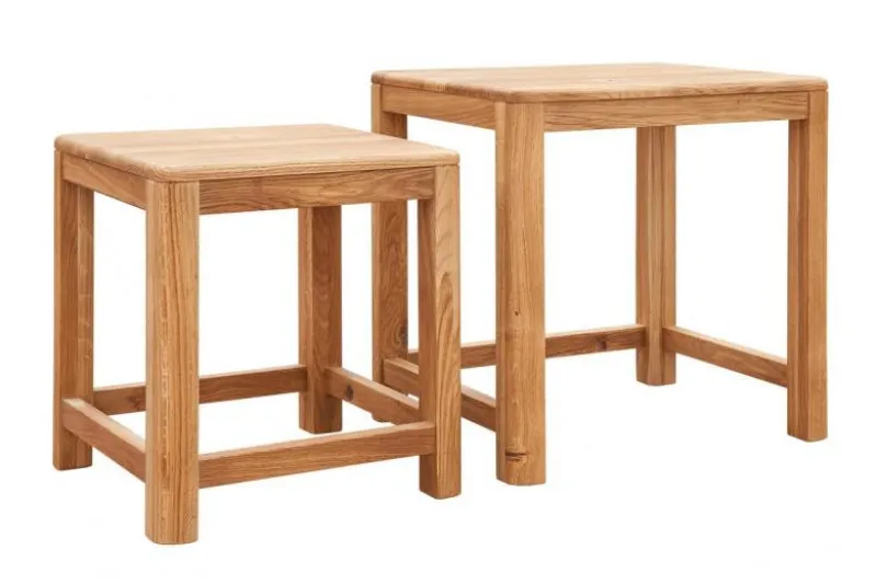 Coppia di tavolini in legno massello di rovere oliato
