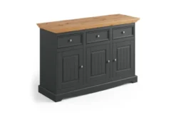 Credenza 3 ante pino massello grafite e naturale shabby chic