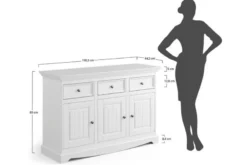Credenza 3 ante pino massello grafite e naturale shabby chic