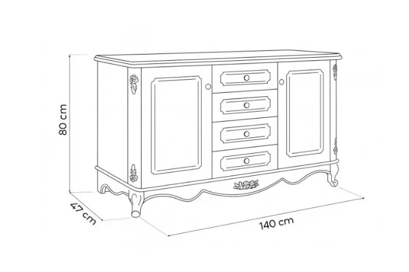Credenza classica avorio in legno BELLA 992